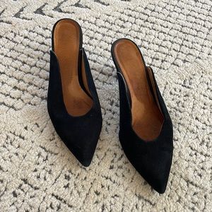 Reformation Black suede pointed toe mule